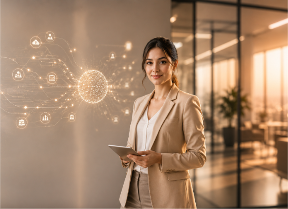 Professional representative ready to connect with enterprise clients